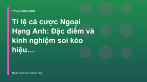 Read more about the article Tỉ lệ cá cược Ngoại Hạng Anh: Đặc điểm và kinh nghiệm soi kèo hiệu quả